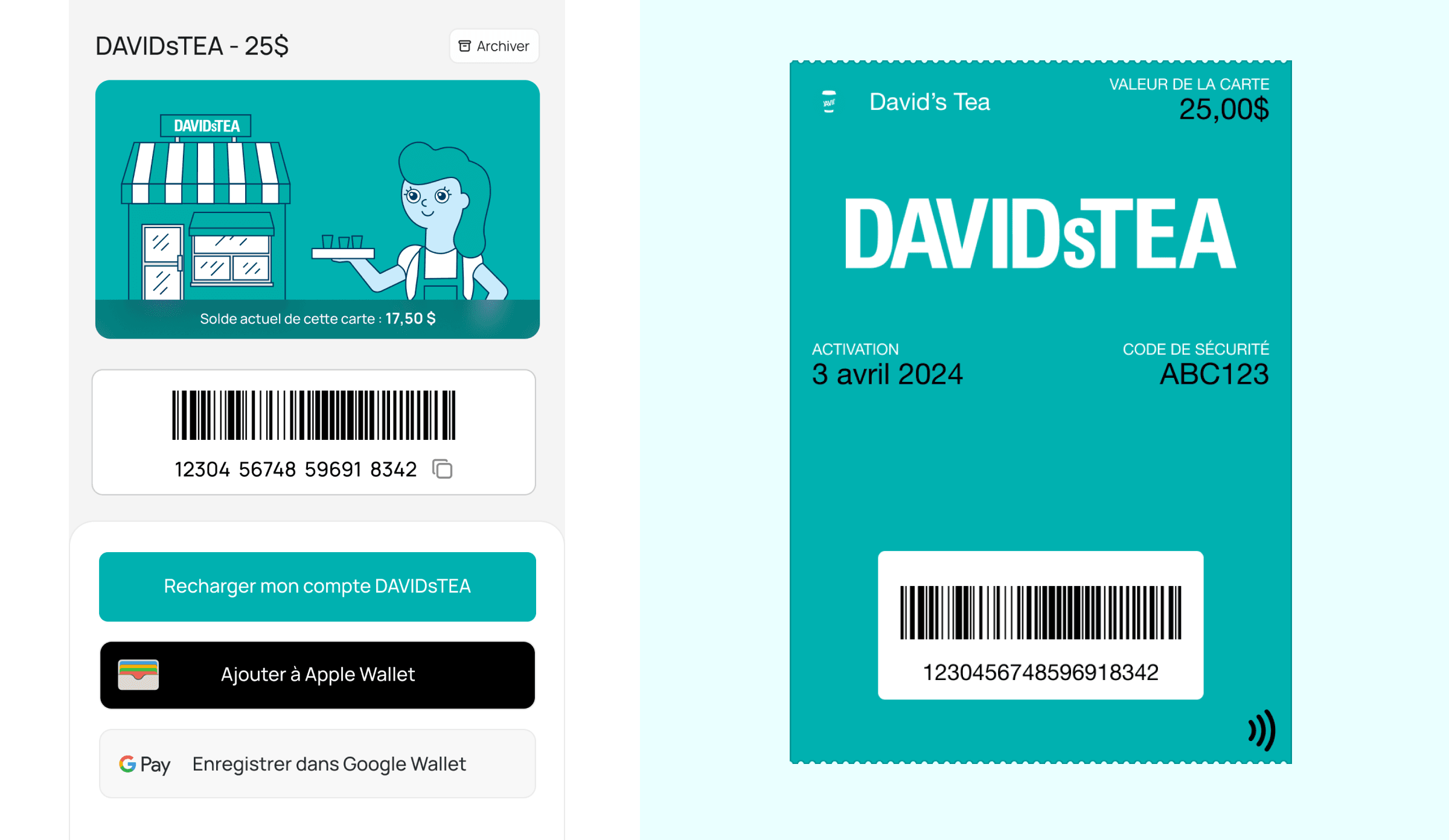 Intégrez facilement vos cartes dans Apple Wallet ou Google Wallet, pour les avoir sous la main dès que vous en avez besoin, directement en magasin.