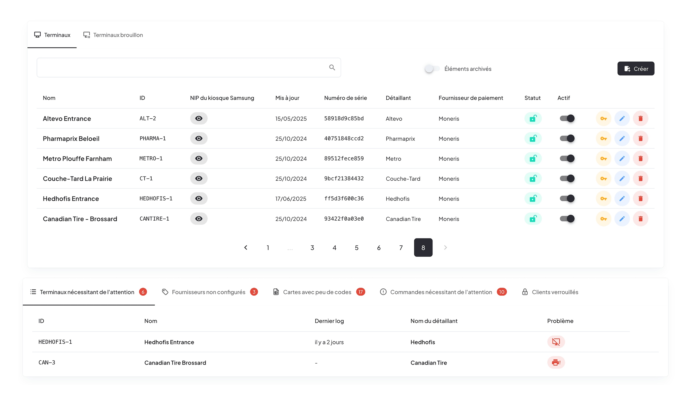 Depuis ce portail, on peut consulter l’état des terminaux en temps réel, configurer les méthodes de paiement, recevoir des alertes en cas de problème avec un kiosque et verrouiller une borne à distance si nécessaire.