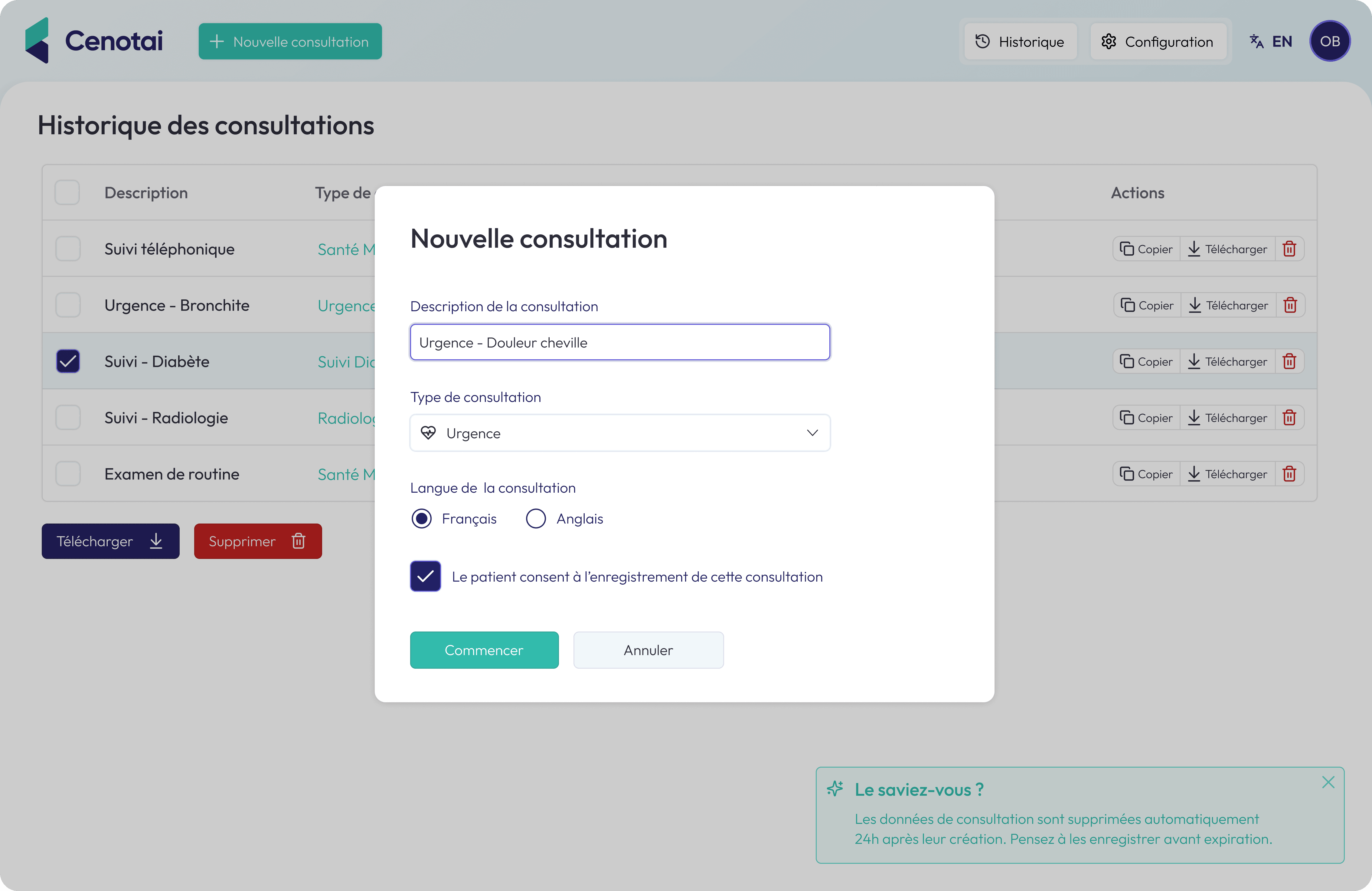 create-consultation-interface