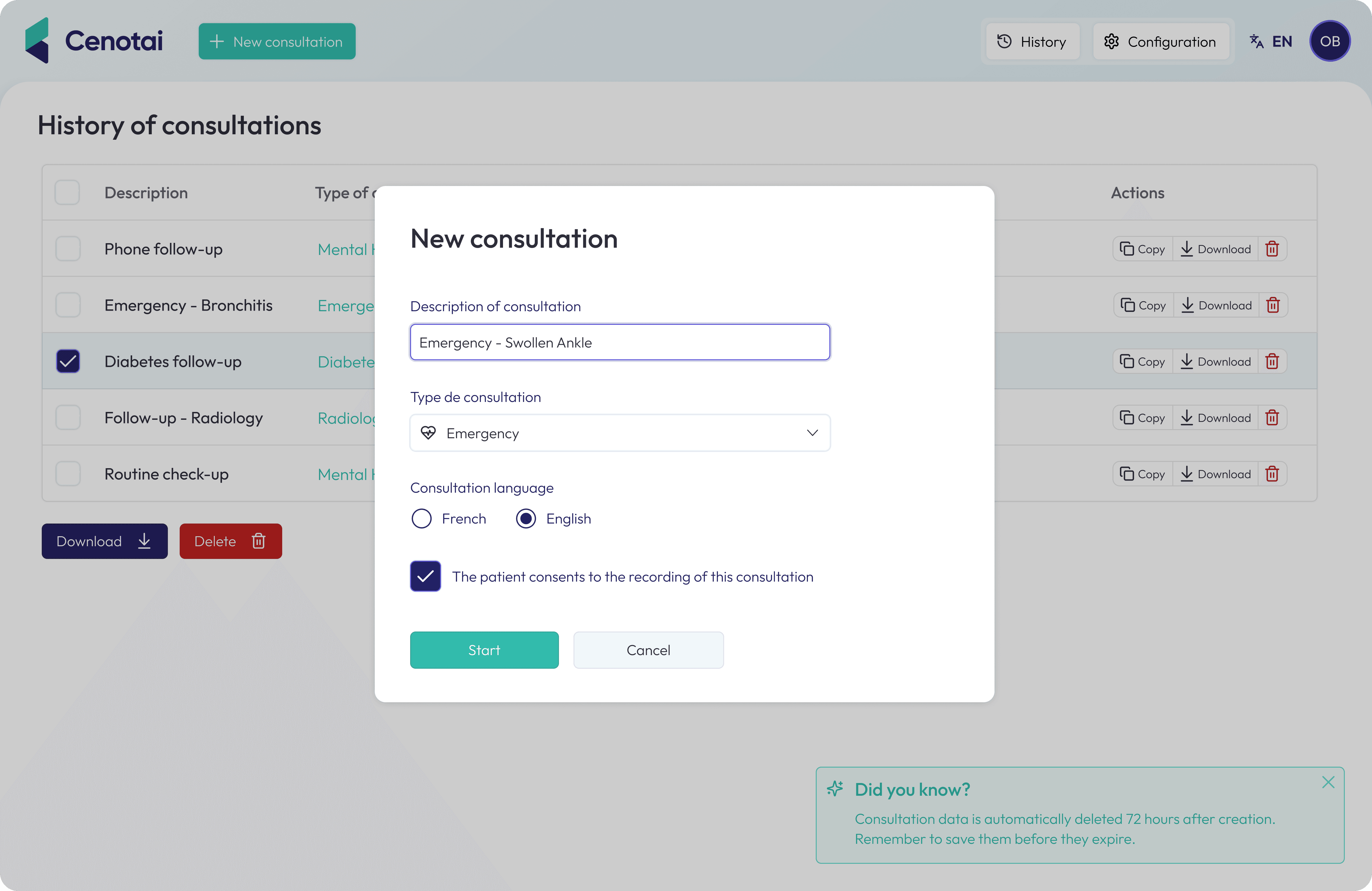 create-consultation-interface